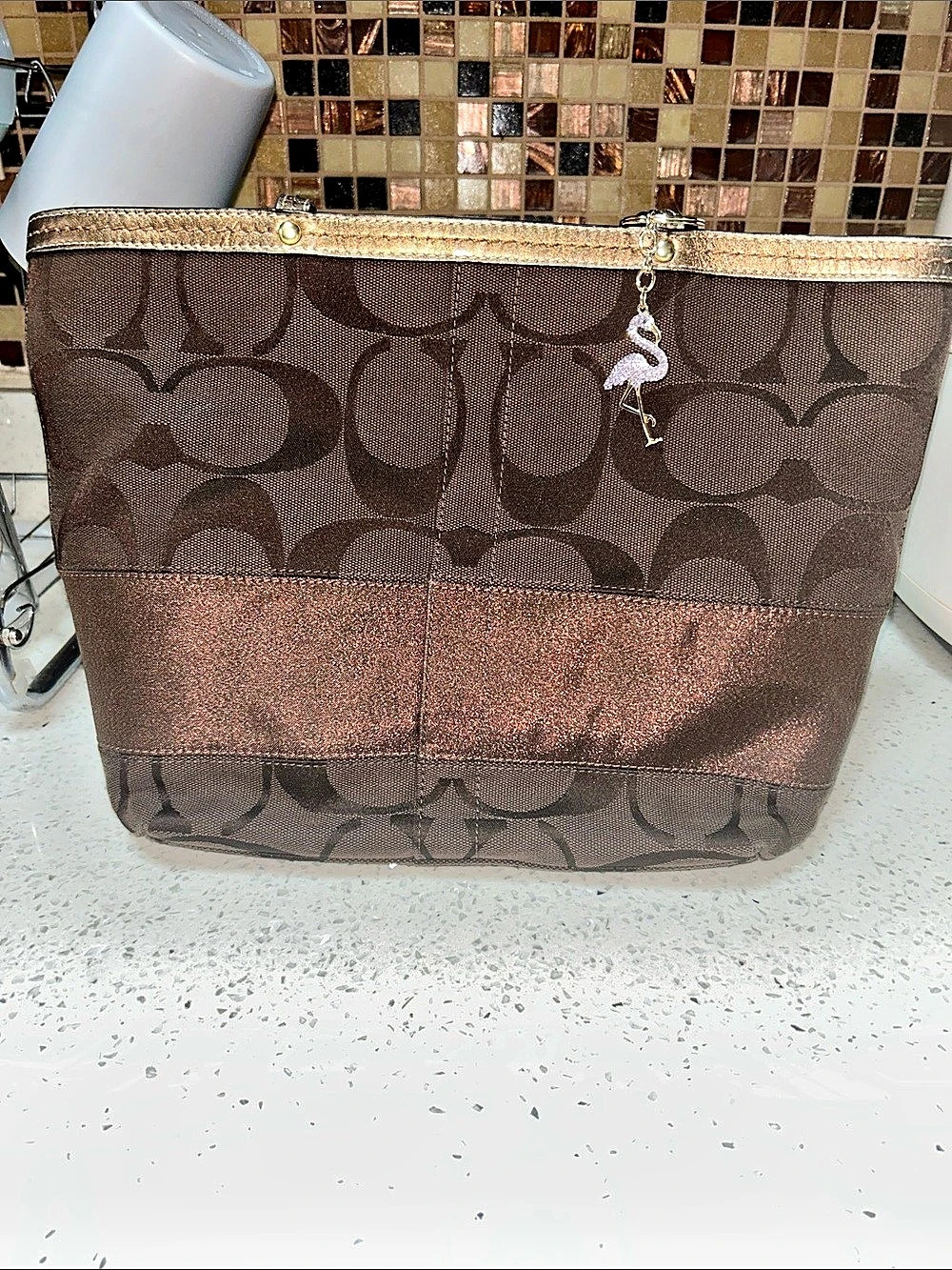 Coach Legacy Signature Stripe Tote Brown